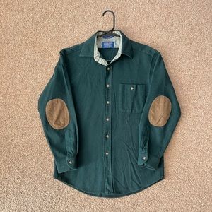Vintage Pendleton Men’s Wool Button Down Shirt with Suede Elbow Patches
